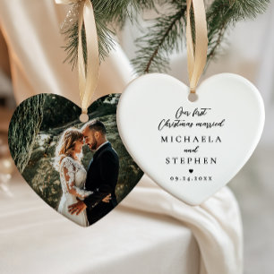 Första julen gifta Modern minimalistisk foto Julgransprydnad Keramik