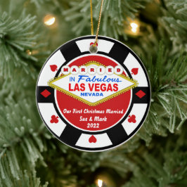 Första julen gifta Vegas-ornament 2022 Julgransprydnad Keramik
