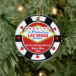 Första julen gifta Vegas-ornament 2023 Julgransprydnad Keramik