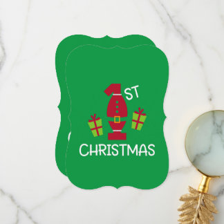 Första julen glad helg firande tack kort