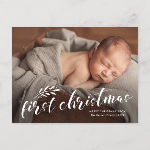 Första julen handskrivet babyfoto helg vykort