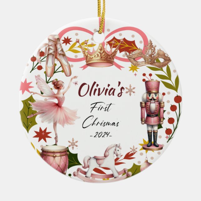 Första julen i Baby-rosa Julgransprydnad Keramik (Framsidan)