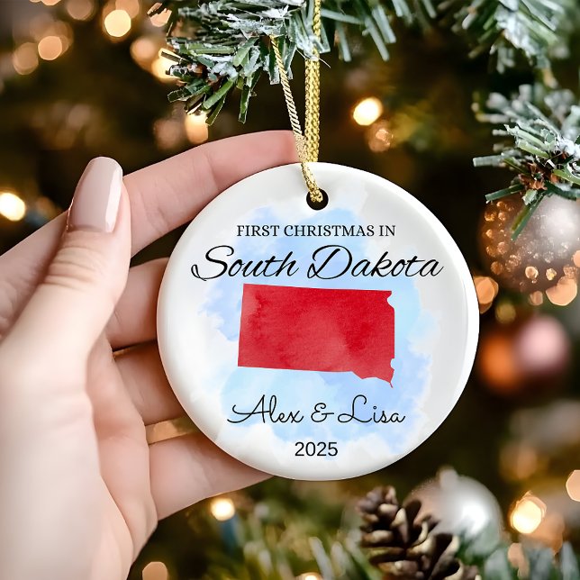 Första julen i delstaten South Dakota Julgransprydnad Keramik (Skapare uppladdad)