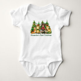 Första julen i Ljus Bow Woodland Forest Animals T Shirt