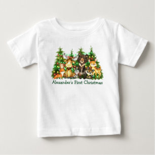 Första julen i Ljus Woodland Forest Animals T Shirt