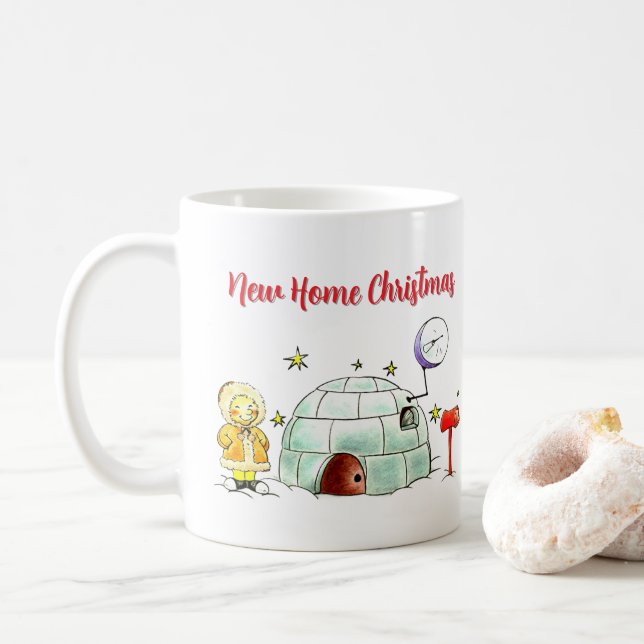 Första julen i mitt nya hem kaffemugg (Med munk)