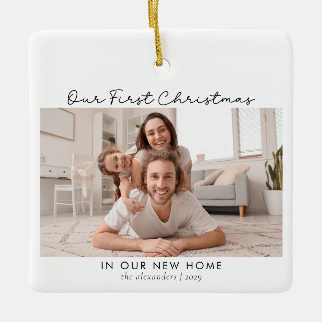 Första julen i New Home 2 Photo Julgransprydnad Keramik (Framsida)