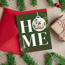 Första julen i New Home Festive Helgdag Red Vykort