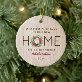 Första julen i New Home Rustic Faux Wood - Julgransprydnad Keramik