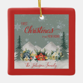 Första julen i New Home Winter Village Julgransprydnad Keramik