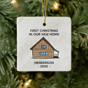 Första julen i vår nya hemlogsskåp julgransprydnad keramik