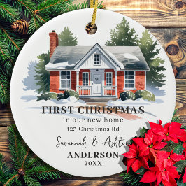 Första julen i vår nya jul hemma julgransprydnad keramik