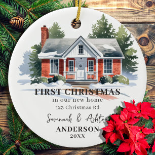 Första julen i vår nya jul hemma julgransprydnad keramik