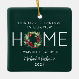 Första julen i vår nya vattenfärgsutandning hemma julgransprydnad keramik