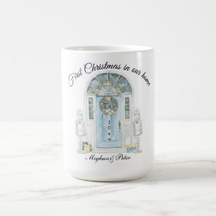 Första julen i vårt hem Vattenfärg Blå dörr Kaffemugg