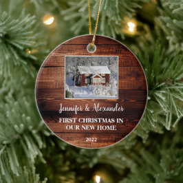 Första julen i vårt nya foto på hemlingträ julgransprydnad keramik