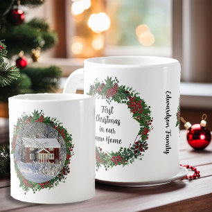 Första julen i vårt nya hem foto familj kaffemugg