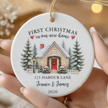Första julen i vårt nya hem keramisk juldekoration