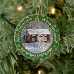 Första julen i vårt nya hemhusfoto julgransprydnad keramik<br><div class="desc">Den första julen i vårt nya hemfoto Ornament. Lägg till dina egna foton av ditt nya hem,  lägg till namn,  text och år och skapa en mycket personlig och unik julprydnad.</div>