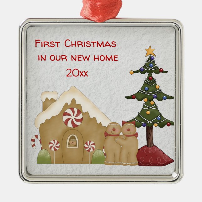 Första julen i vårt nya hemland Metall Julgransprydnad Metall (Framsidan)