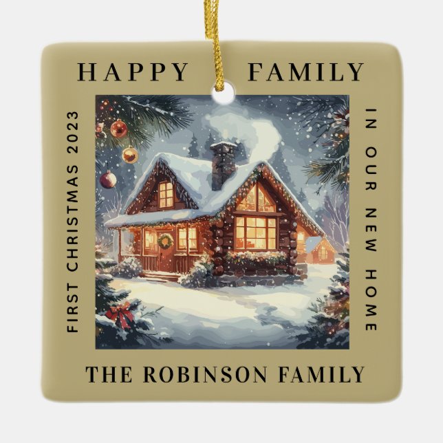 Första julen i vårt nya hemmabioskogar Sand Ecru Julgransprydnad Keramik (Framsida)