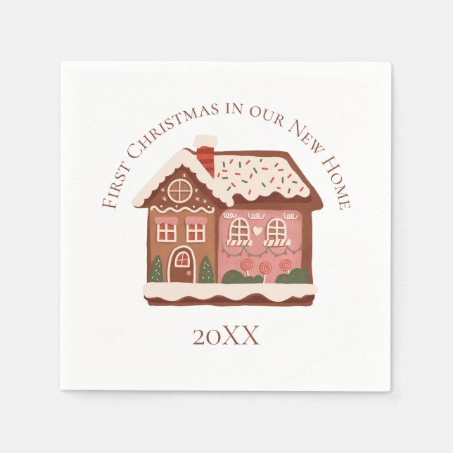 Första julen i vårt nya hus Gingerbröd House Pappersservett (Framsidan)