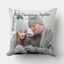 Första julen julfotot säsongsbetonat kudde