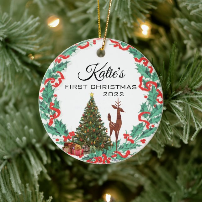 Första julen julgransprydnad keramik (Träd)