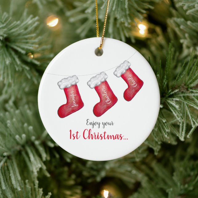 Första julen med nyfödd bebis julgransprydnad keramik (Träd)