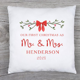 Första julen Mr. & Mrs. Anpassad Nygifta Högtid Kudde