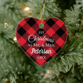 Första julen Mr. och Buffalo Play Heart Julgransprydnad Keramik