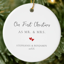 Första julen Mr Red Hearts par Photo Julgransprydnad Keramik