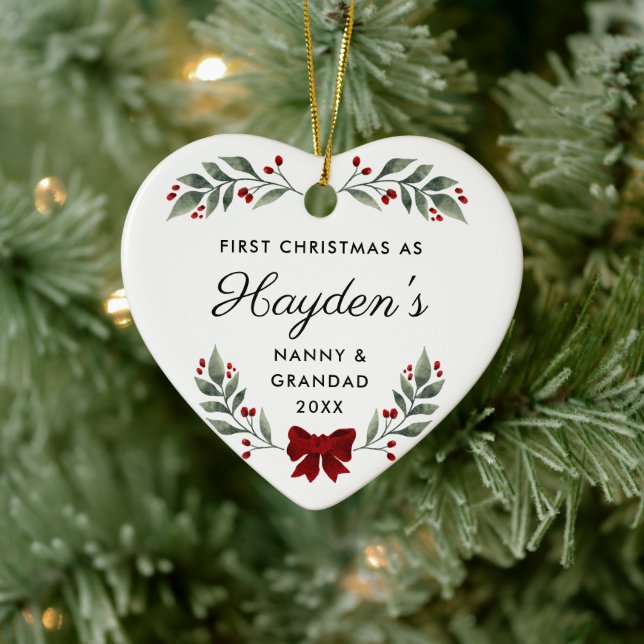 Första julen, Nanny och Grandad Keepsaké Gift Julgransprydnad Keramik (Träd)