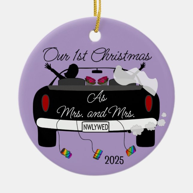 Första julen Newlyweds Kvinnor Ceramic Ornament (Framsidan)