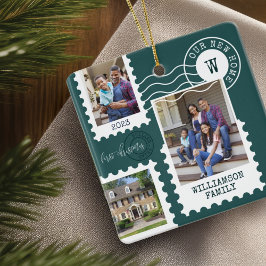 Första julen - nya hemmafoto Roligt Postage Frimär Julgransprydnad Keramik