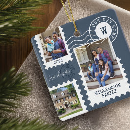 Första julen - nya hemmafoto Roligt Postage Frimär Julgransprydnad Keramik