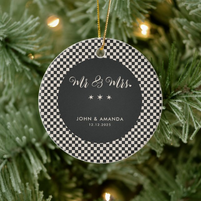 Första julen Nyligen, Retro Mr. och Photo Julgransprydnad Keramik (Träd)