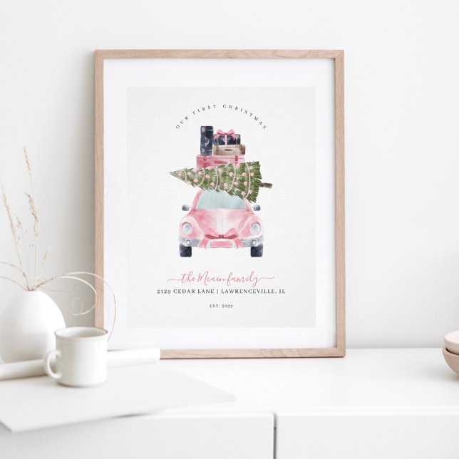 Första julen - nytt -kort för hemmakort - Rosa Poster (Skapare uppladdad)