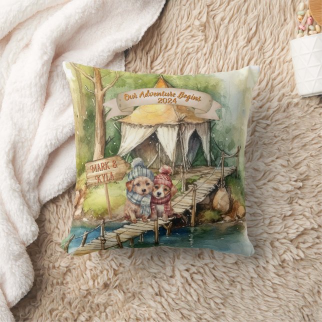 Första julen par jul nyförälskat par prydnad kudde (Filt)