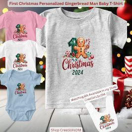 Första julen Personligad Pepparkaksgubbe T Shirt