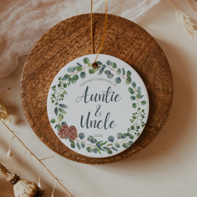 Första julen som Auntie och Farbror Julgransprydnad Keramik (Skapare uppladdad)