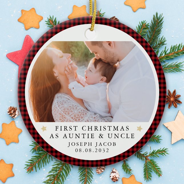 Första julen som Auntie och Farbror Photo Play Julgransprydnad Keramik (Skapare uppladdad)