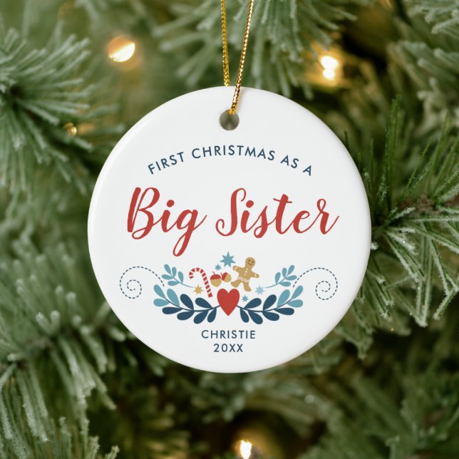 Första julen som Big Sister Personlig Folk Julgransprydnad Keramik (Träd)