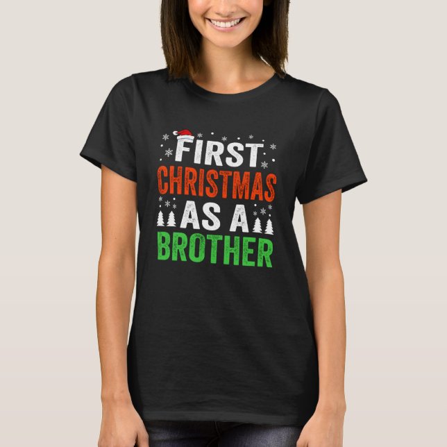 Första julen som broder 1:a julnyfött t shirt (Framsida)