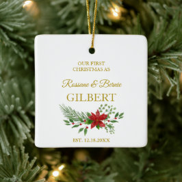 Första julen som citat med julstjärna-design julgransprydnad keramik