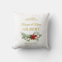 Första julen som citat med julstjärna-design kudde