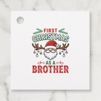 Första julen som en bror Santa Gnome Gåvor Etiketter