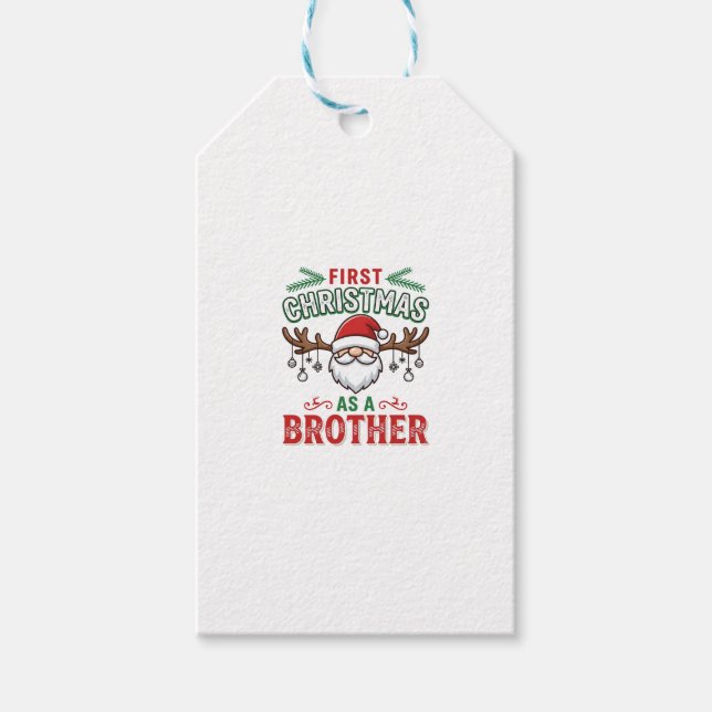 Första julen som en bror Santa Gnome Presentetikett (Framsidan)