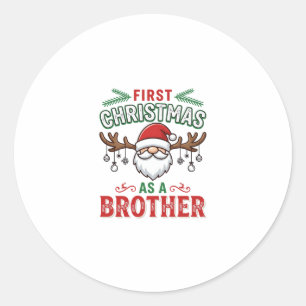 Första julen som en bror Santa Gnome Runt Klistermärke