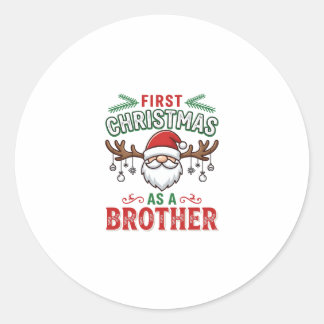 Första julen som en bror Santa Gnome Runt Klistermärke